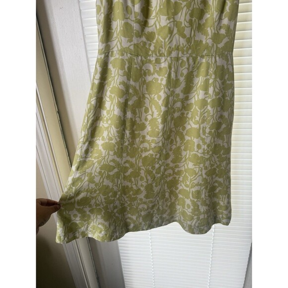 Ann Taylor Dress White Green Floral Sleeveless Silk V-Neckline Women SZ 4 Lined - Picture 4 of 12